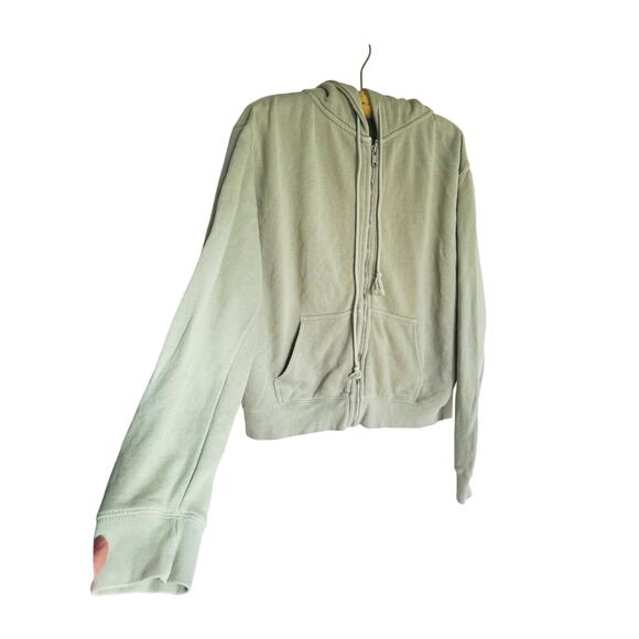Brandy Melville Full Zip Hoodie Sweatshirt Large Sage Green Cozy Grunge - Picture 5 of 10